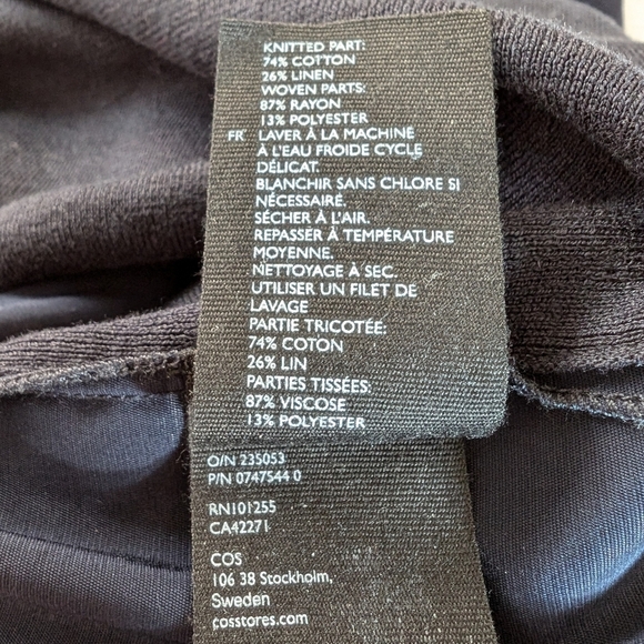 COS Woven-Knit Mix Dress small navy blue - Picture 11 of 12